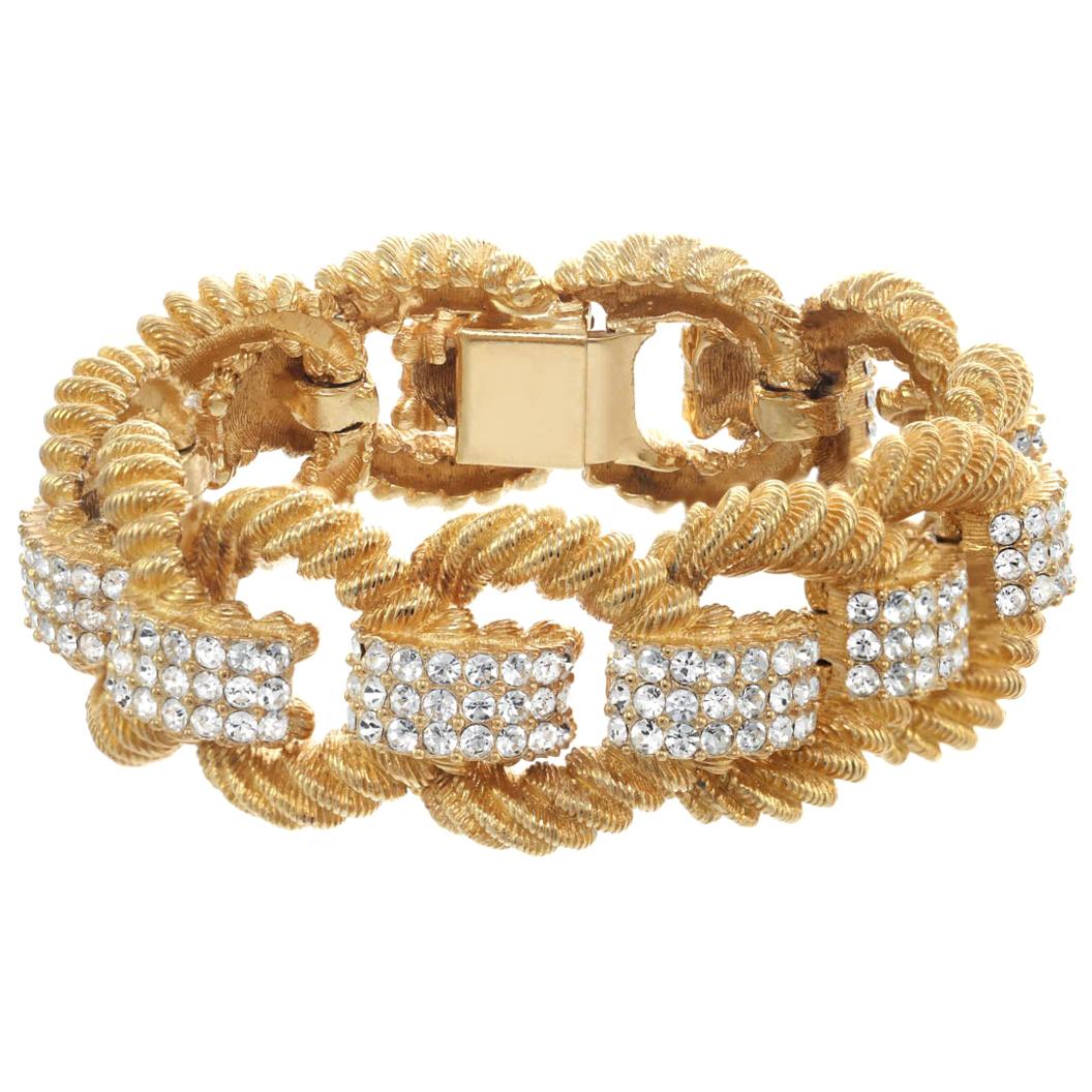 CINER Gold and Crystal Encrusted Rope Bracelet