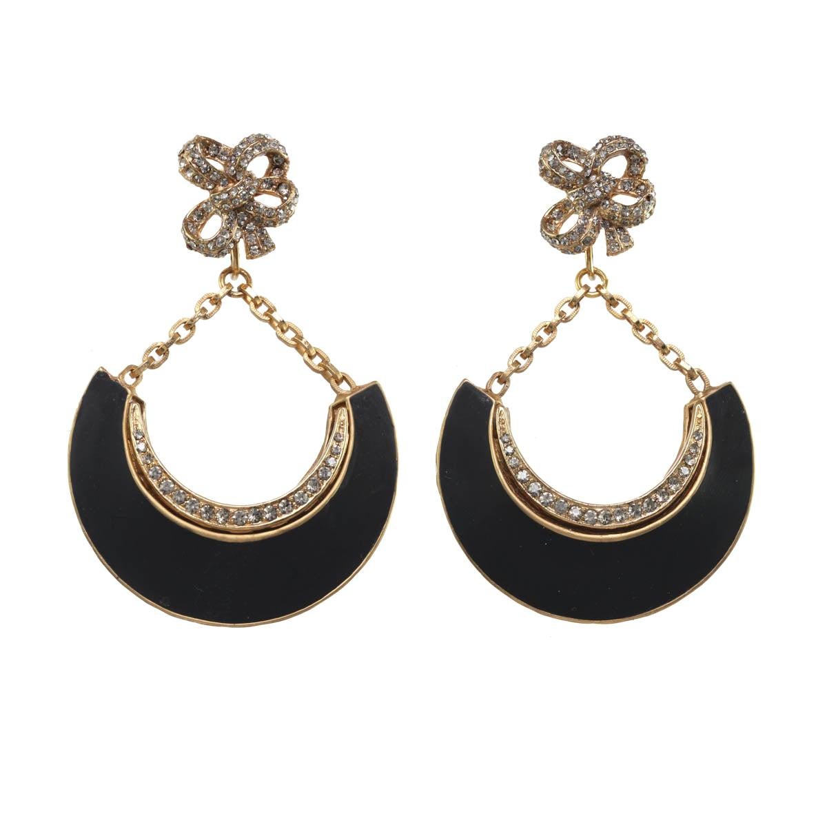 Gold Celestial Crescent Moon and Stars Earrings For Sale at 1stDibs