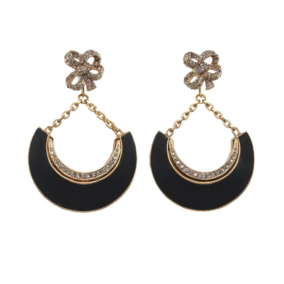 Gianni Versace Medusa Black/Gold Earrings For Sale at 1stDibs gianni