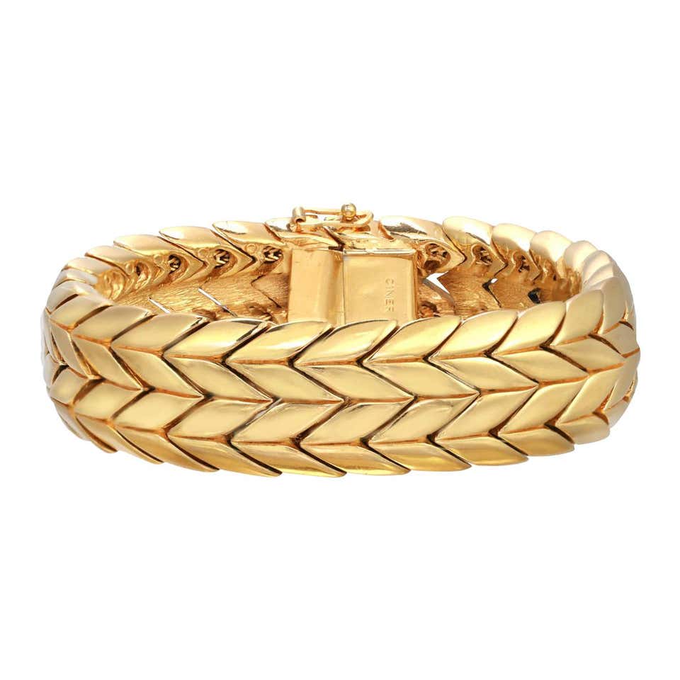 CINER Gold Double Chevron Soft Bracelet For Sale at 1stDibs