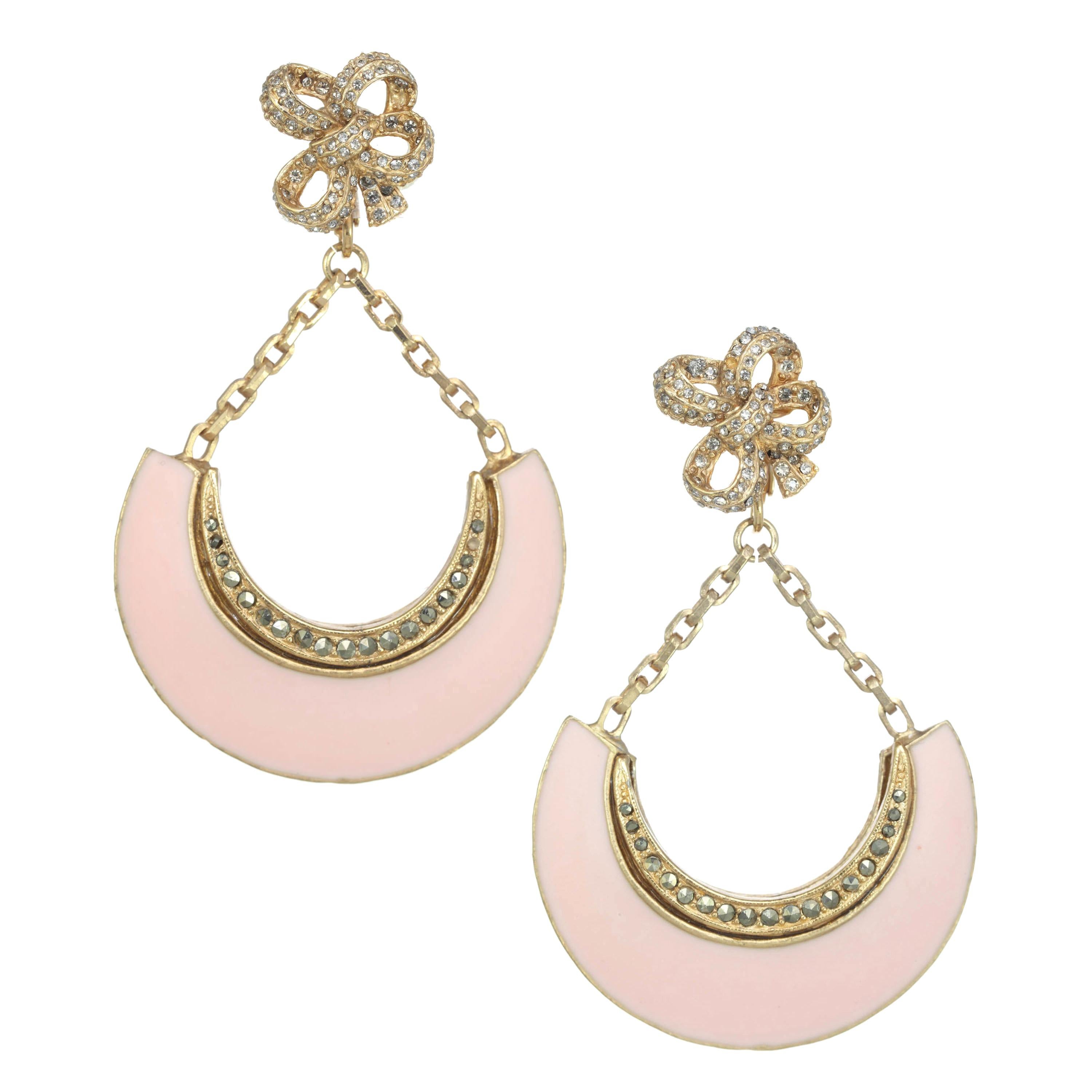 Gold Celestial Crescent Moon and Stars Earrings For Sale at 1stDibs