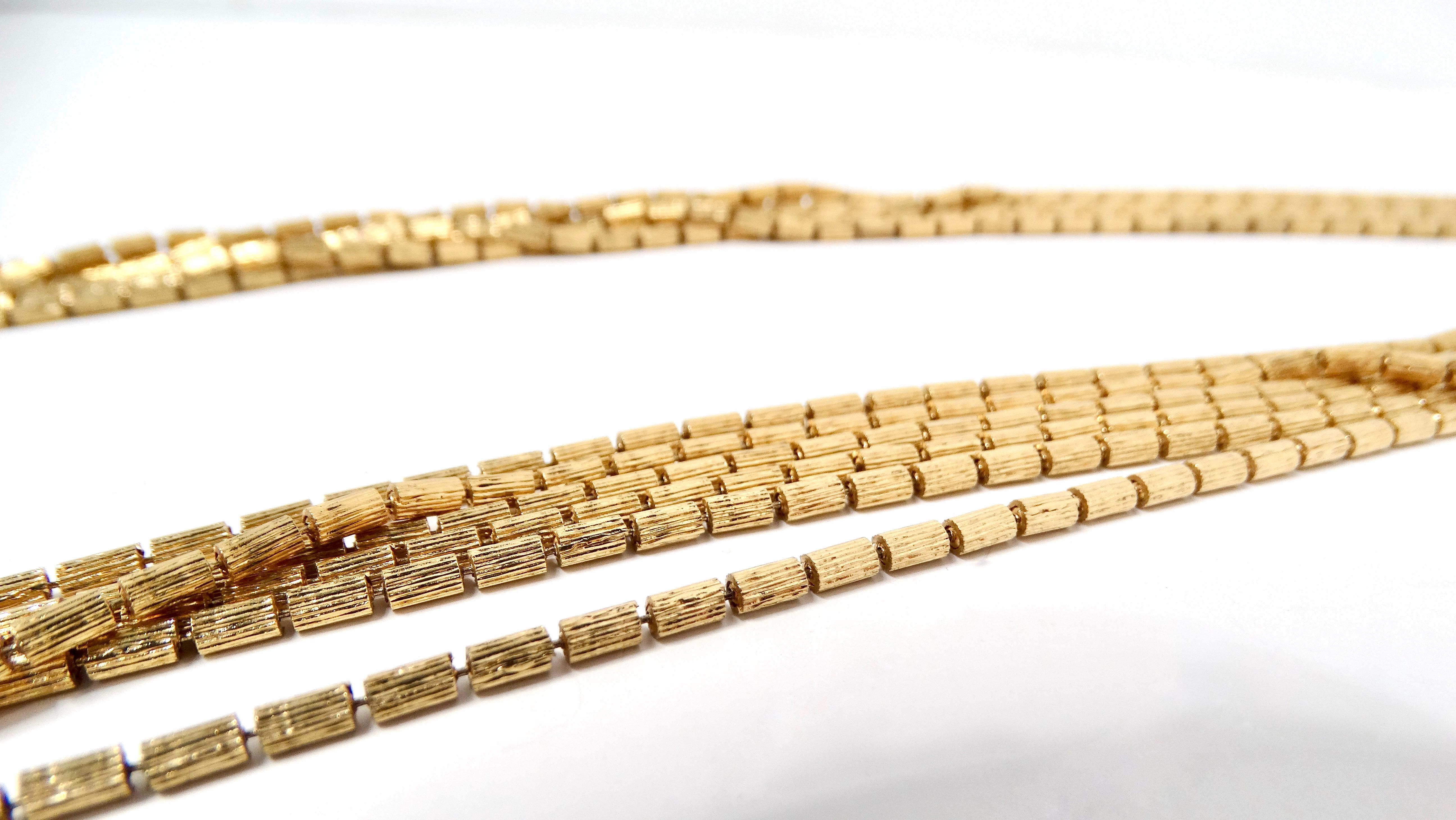 Collana di perline a 6 fili di Ciner placcata oro con motivo a testa di leone in vendita 1