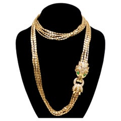 Ciner Gold-Plated 6-Strand Beaded Necklace With Lion Head Motif