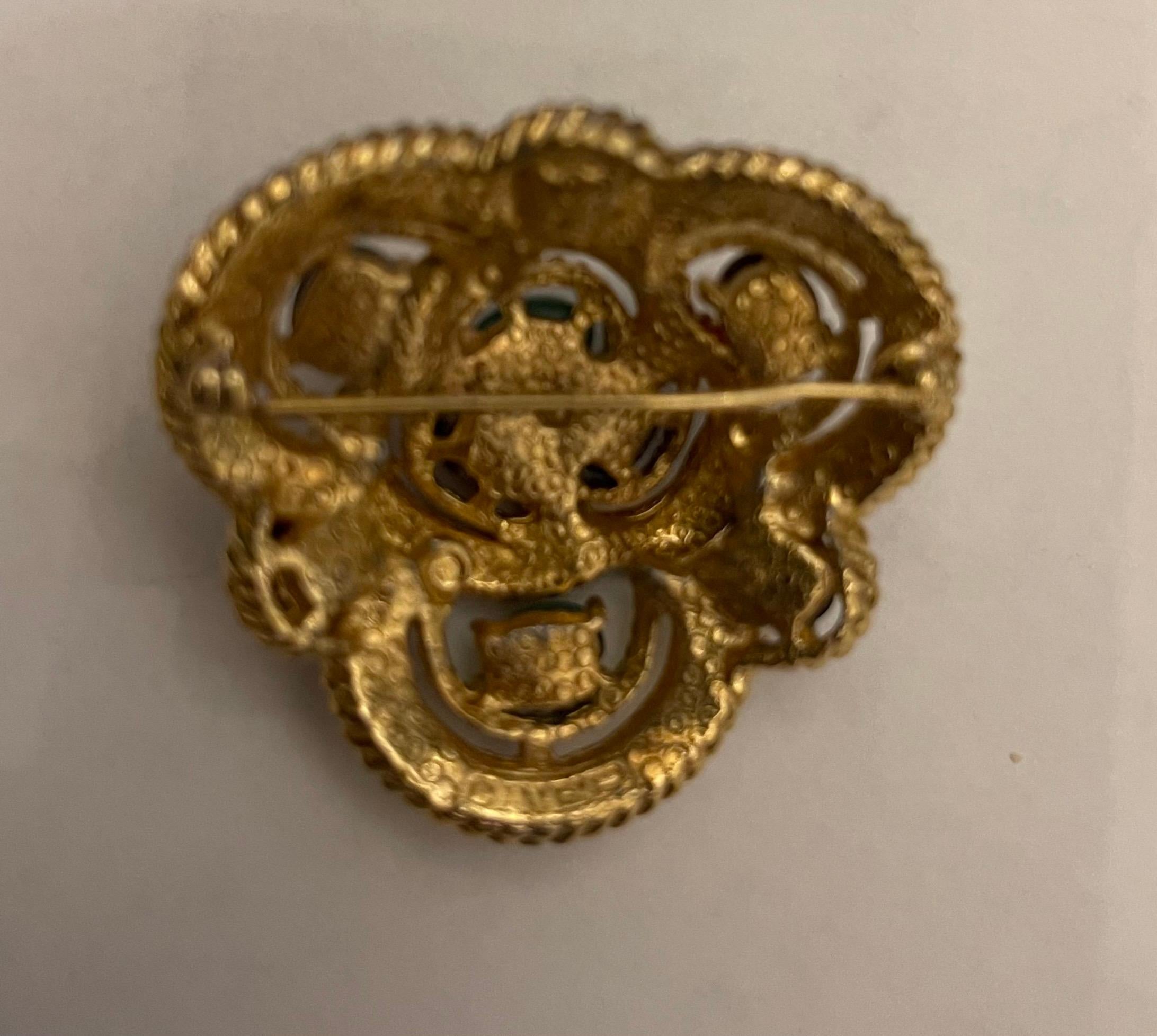Ciner Gold plattiert Cabochon Strass Moghul Jewels Of India Ohrring Brosche Set im Zustand „Gut“ im Angebot in Roslyn, NY