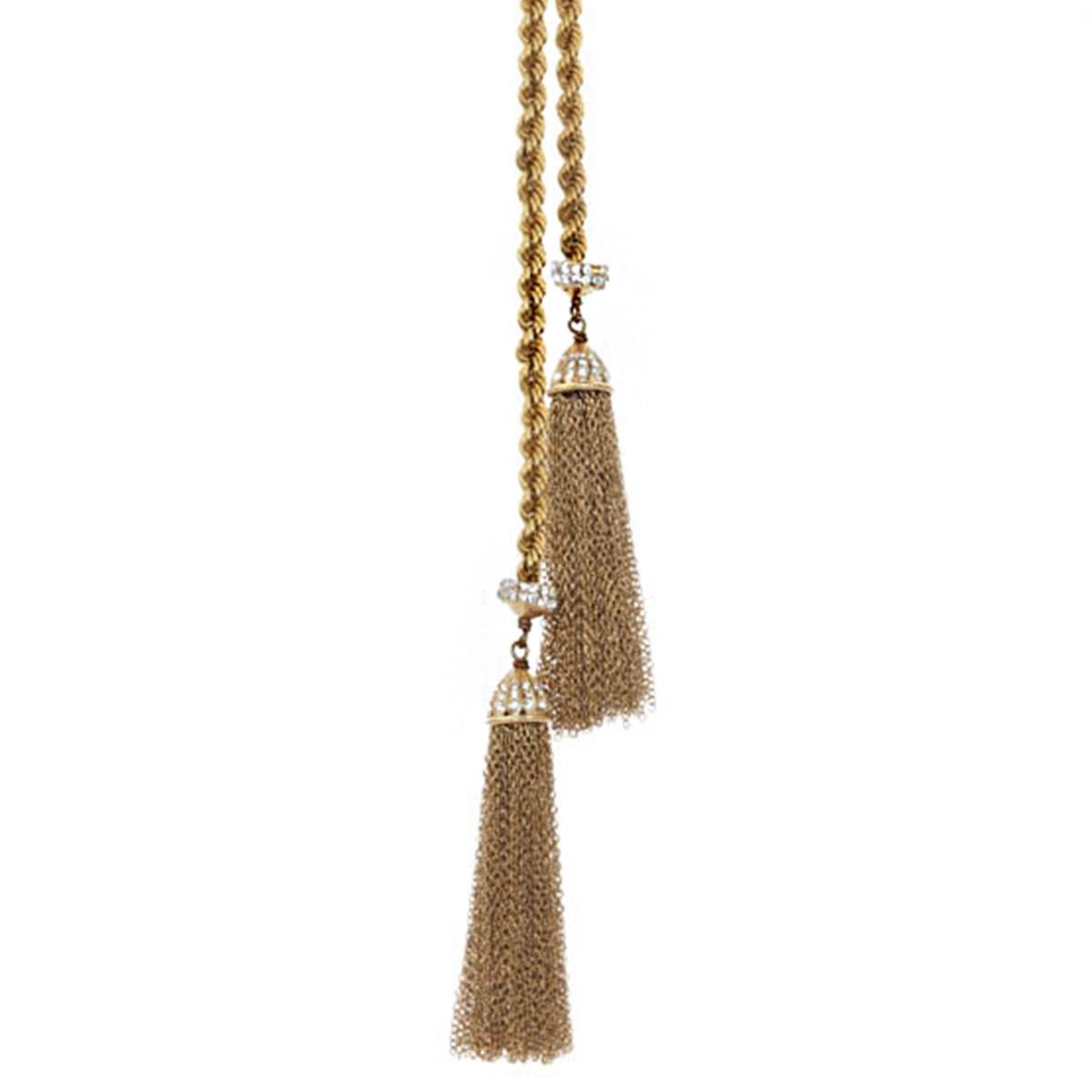 Contemporary CINER Gold Tassel Necklace For Sale