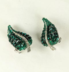Ciner Invisibly Set Emerald Earrings
