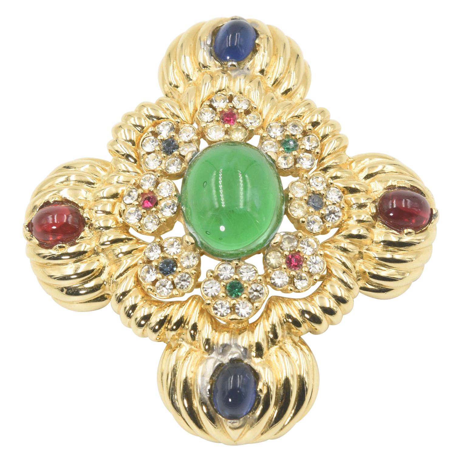 Ciner Jewels of India Moghul Maltese Cross Pendant Brooch