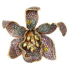 CINER Multi Blooming Orchid Brooch 