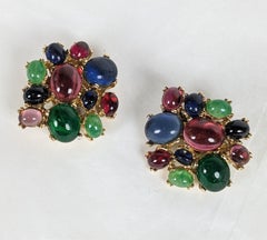 Ciner Multi Cabochon Ear Clips