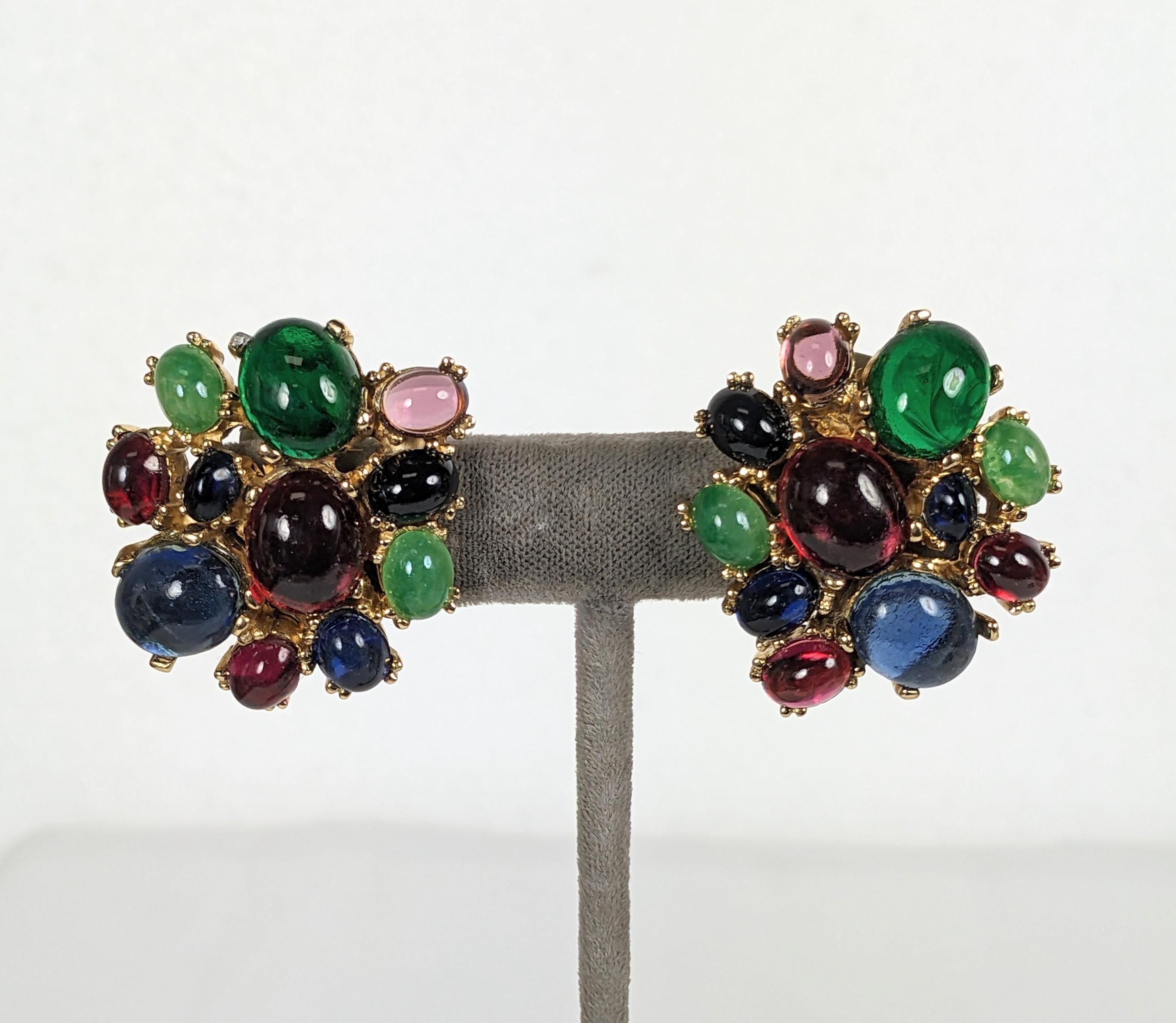 Ciner Multi Cabochon Ear Clips In Good Condition For Sale In New York, NY
