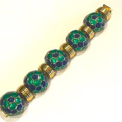 Ciner Navy Blue and Green Enamel Bracelet
