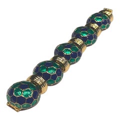 Vintage Ciner Navy Blue and Green Enamel Bracelet