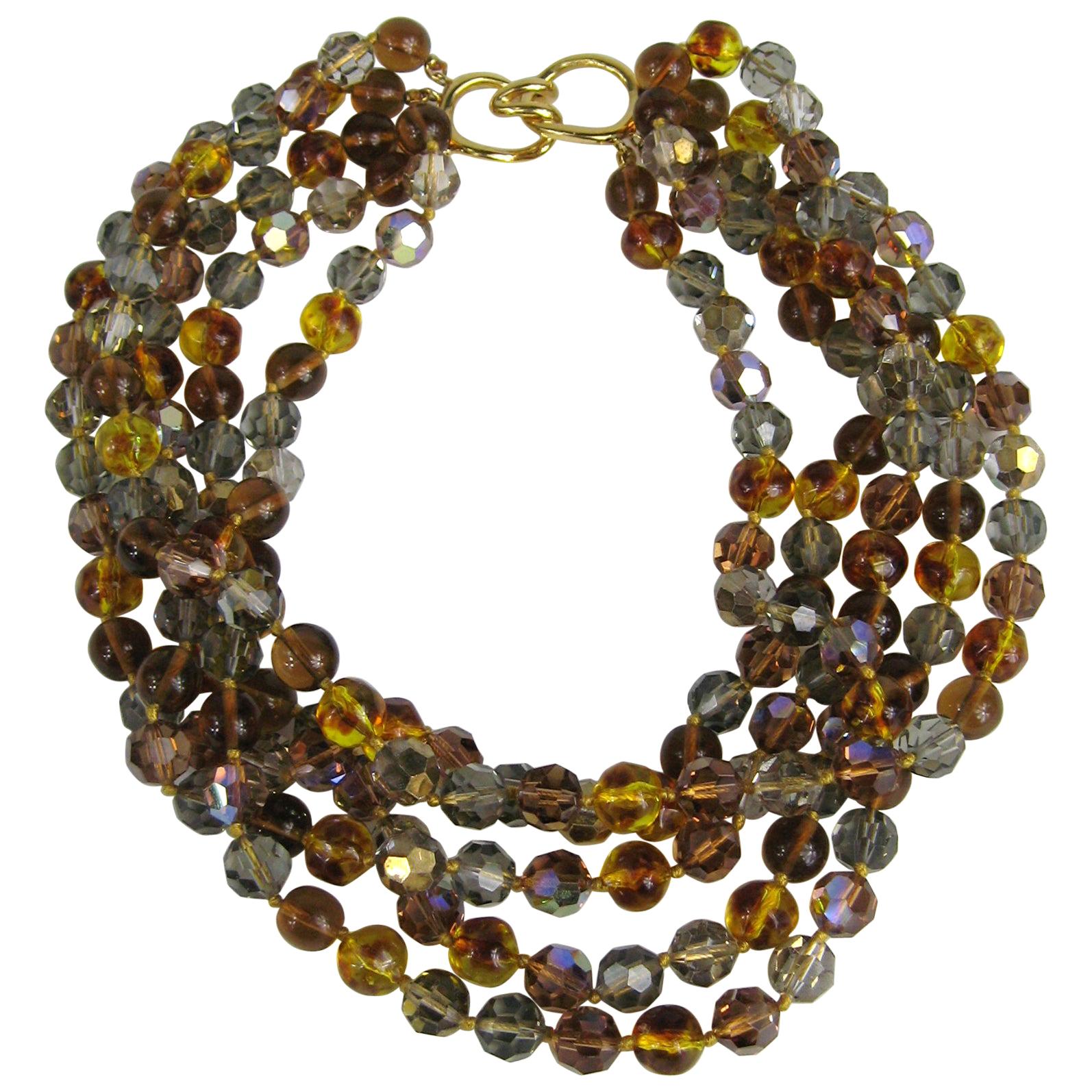  Ciner Ombre Multi strand Bead Necklace 1980s New, Never Worn