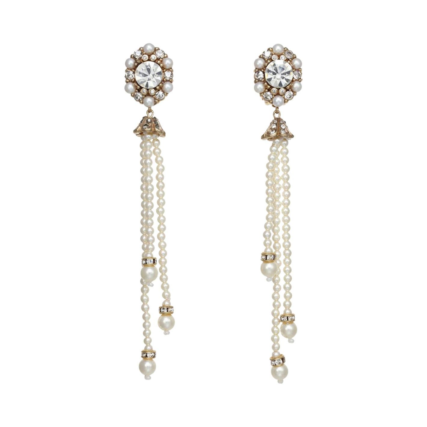Pearl Tassel Earrings at 1stDibs