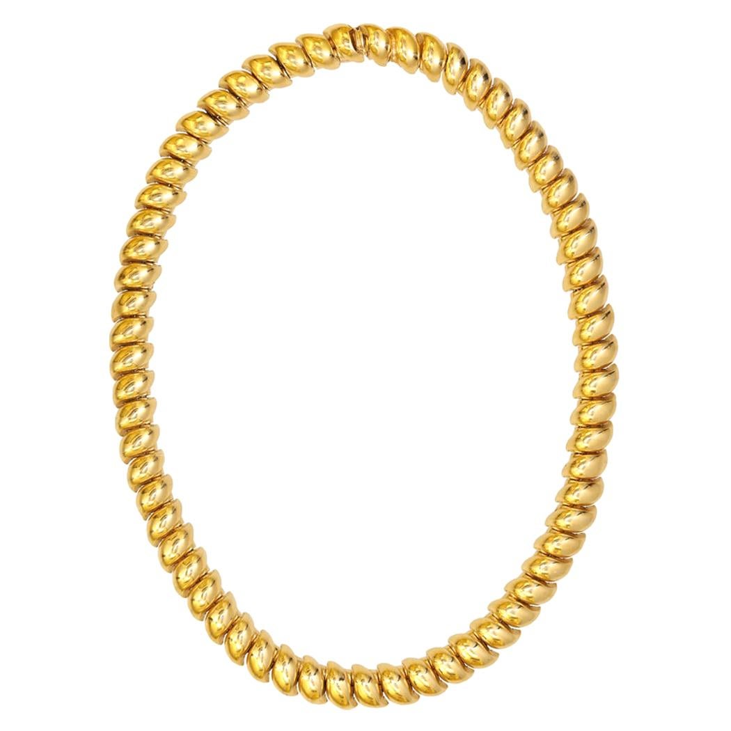 CINER Petite Gold Macaroni Necklace For Sale