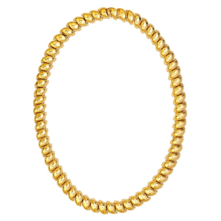CINER Petite Gold Macaroni Necklace For Sale at 1stDibs
