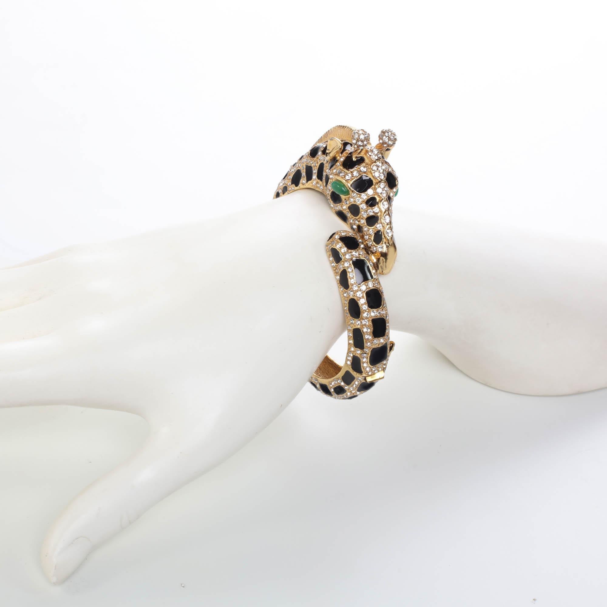 CINER Rhinestone Encrusted Jet Giraffe Animal Bracelet  1