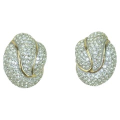 CINER Rhinestone Gold Tone Clip-On Earrings, 1980's