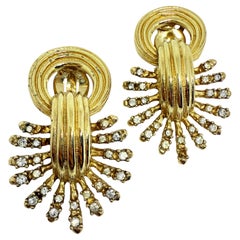 Orecchini a clip vintage firmati CINER con strass massicci di design anni
80