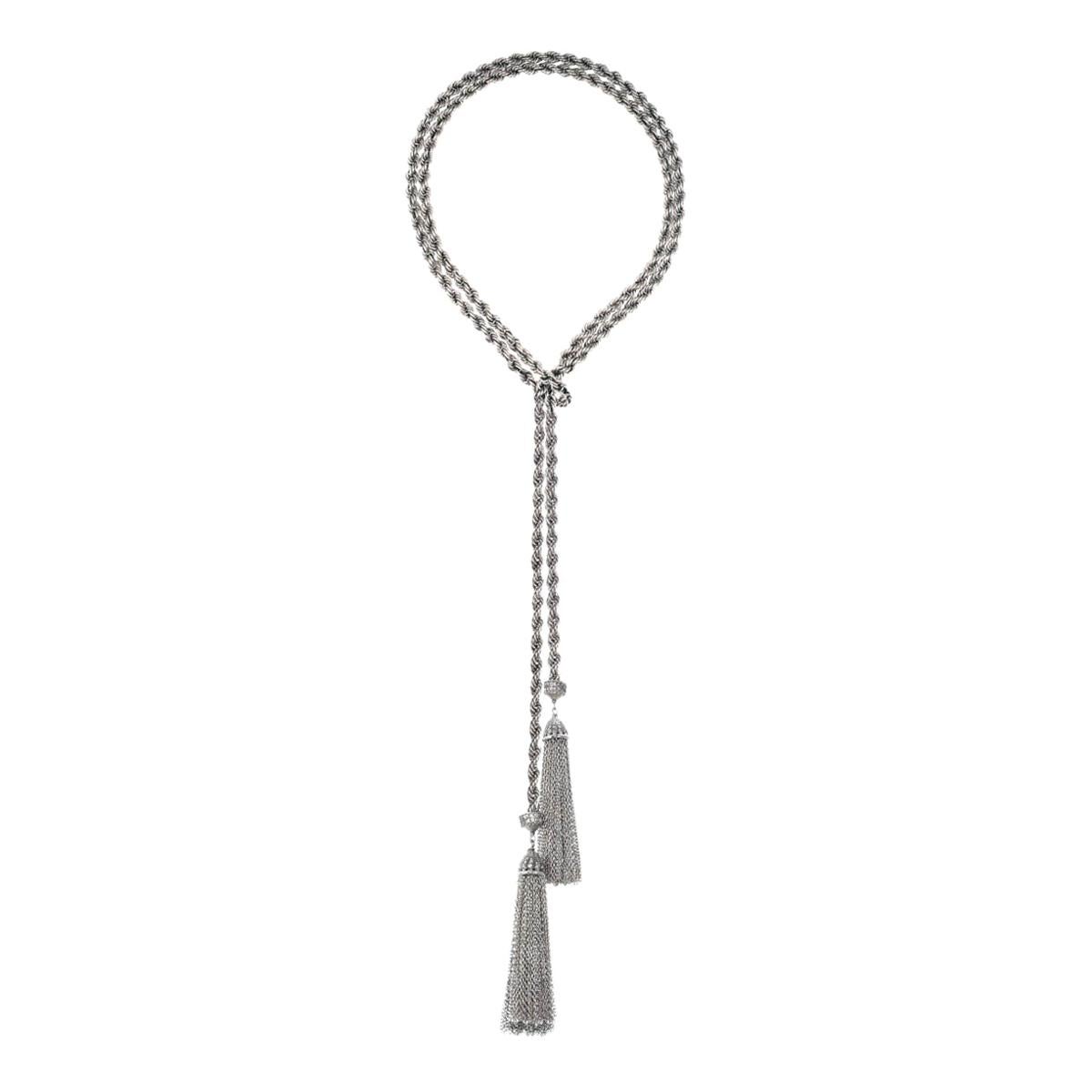 CINER Silver Tone Tassel Necklace For Sale