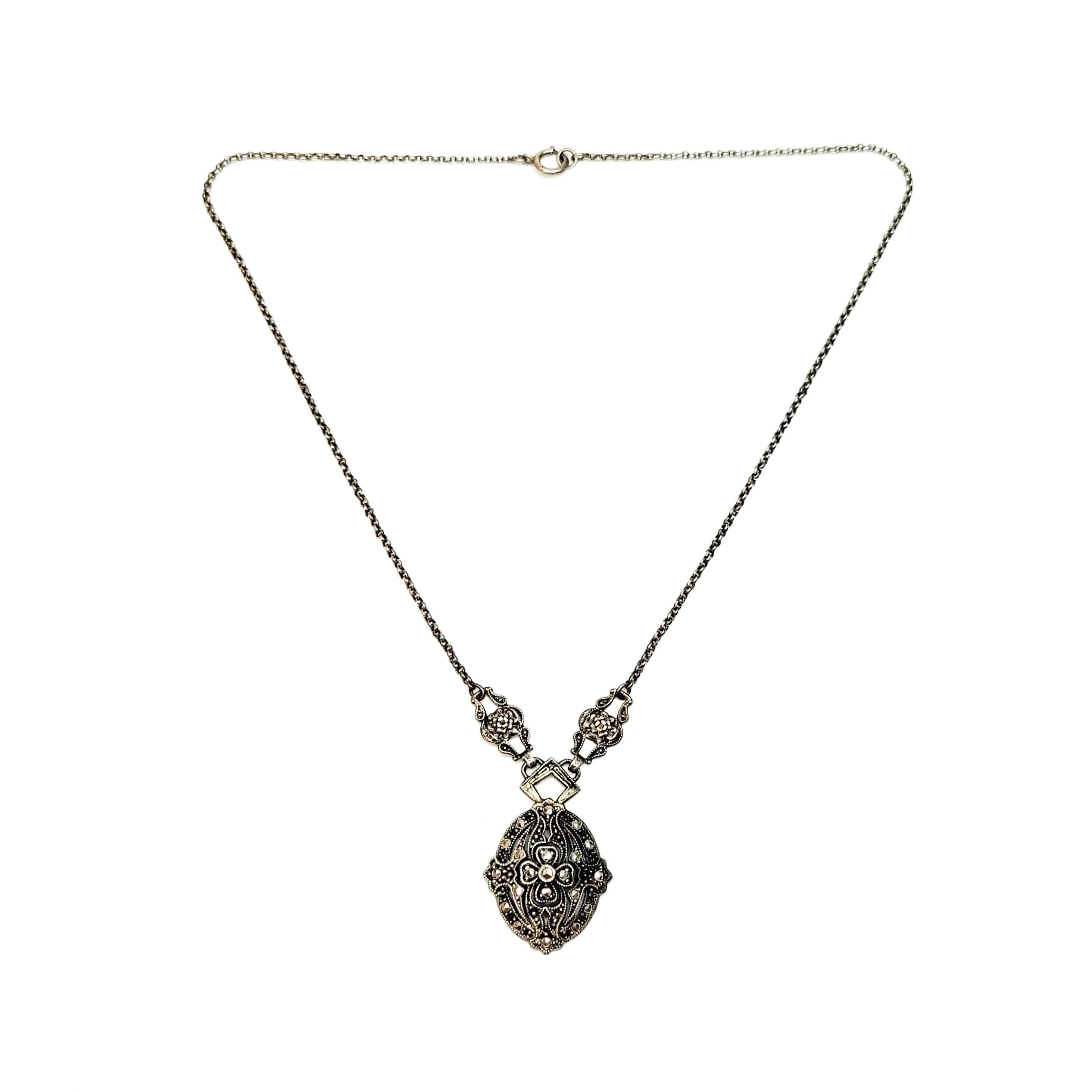Ciner Sterling Silver Marcasite Necklace at 1stDibs | marcasite pendant ...