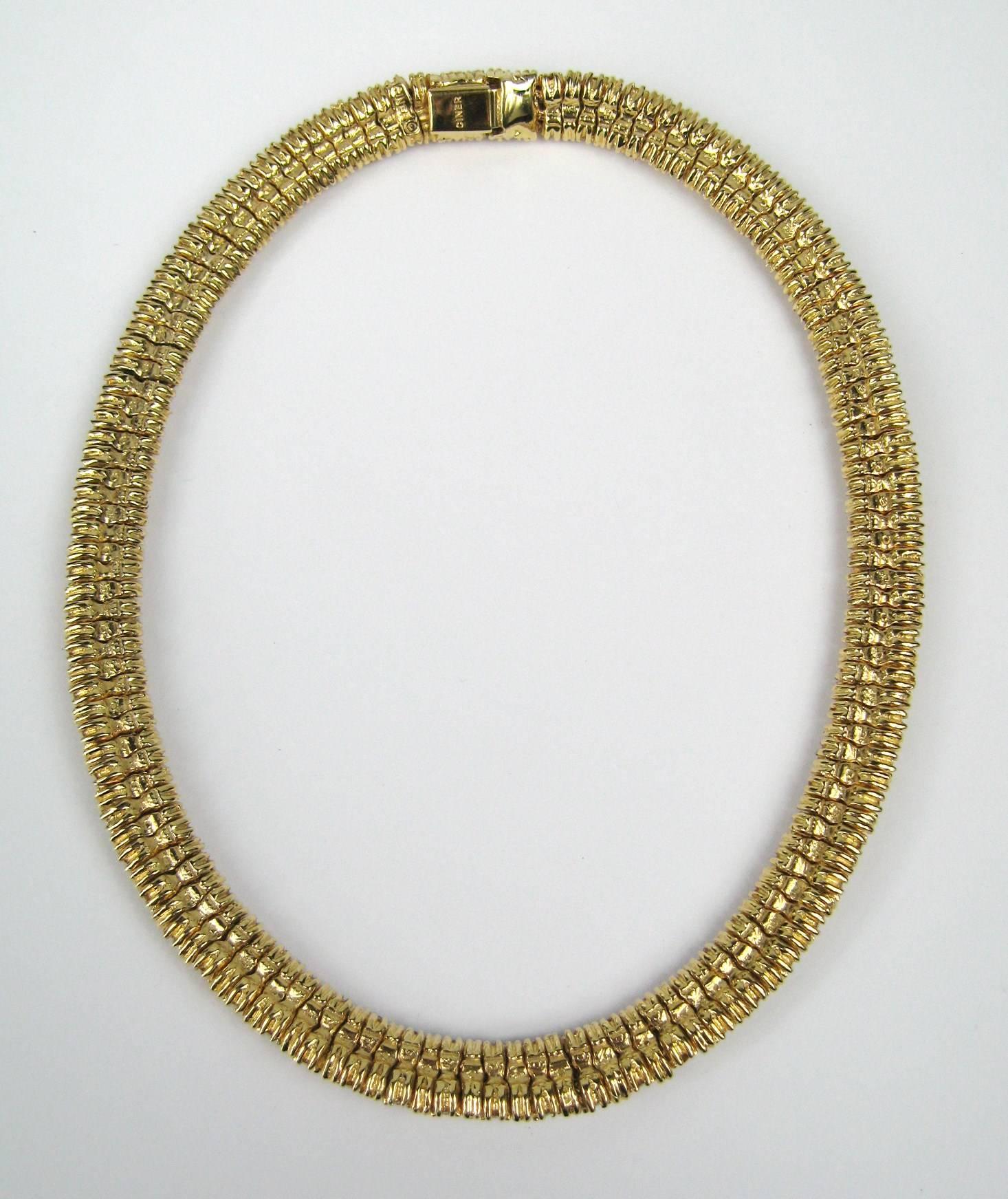  Ciner swarovski Crystal Choker Necklace Gold tone New, Never Worn 1980s In New Condition For Sale In Wallkill, NY