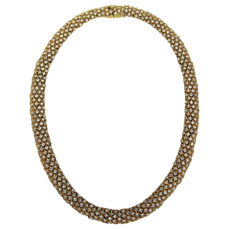 Ciner swarovski Crystal Choker Necklace Gold tone New, Never Worn 1980s For  Sale at 1stDibs