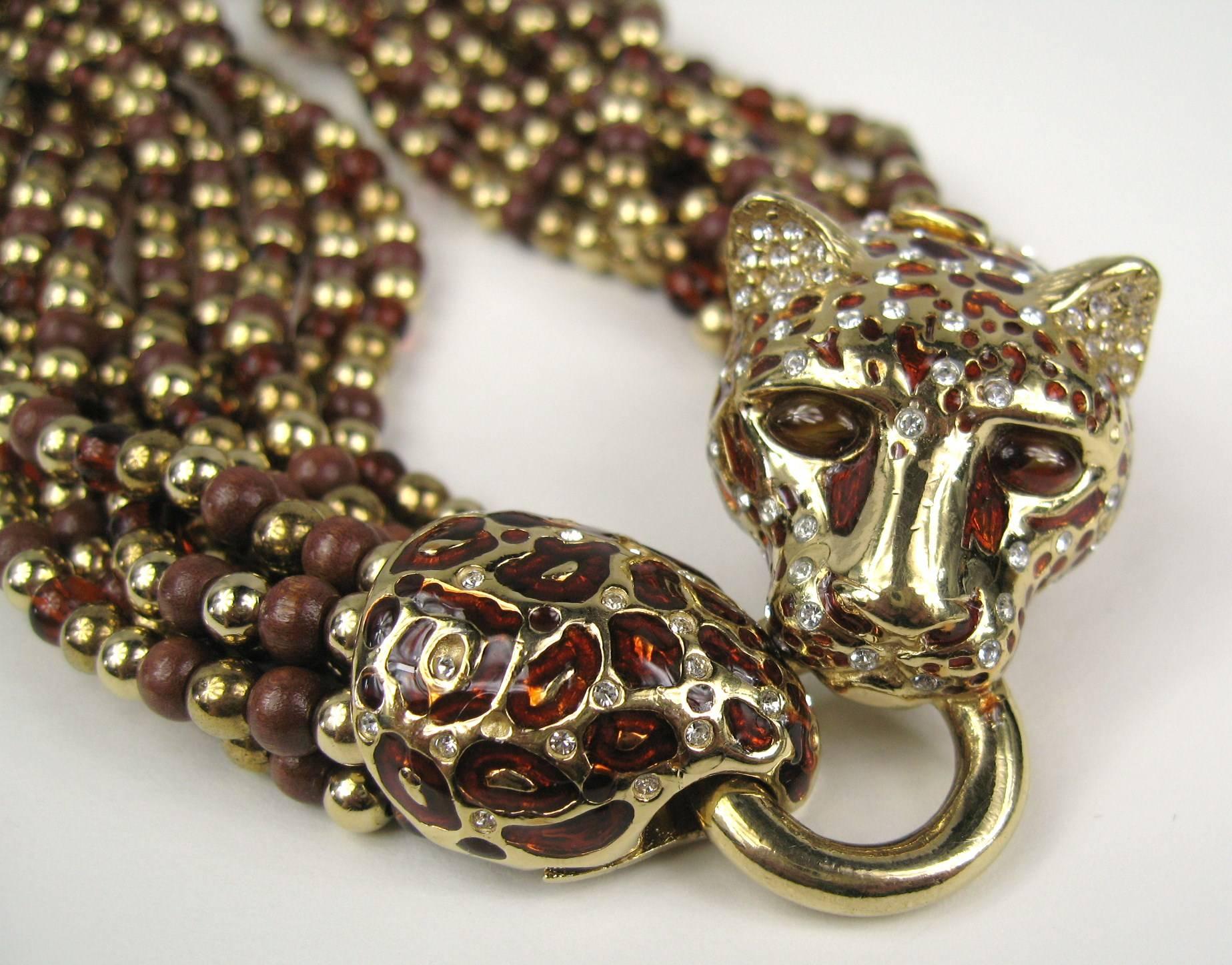  Ciner swarovski Kristall Leopard Choker Halskette Neu, nie getragen 1990er Jahre im Zustand „Neu“ im Angebot in Wallkill, NY