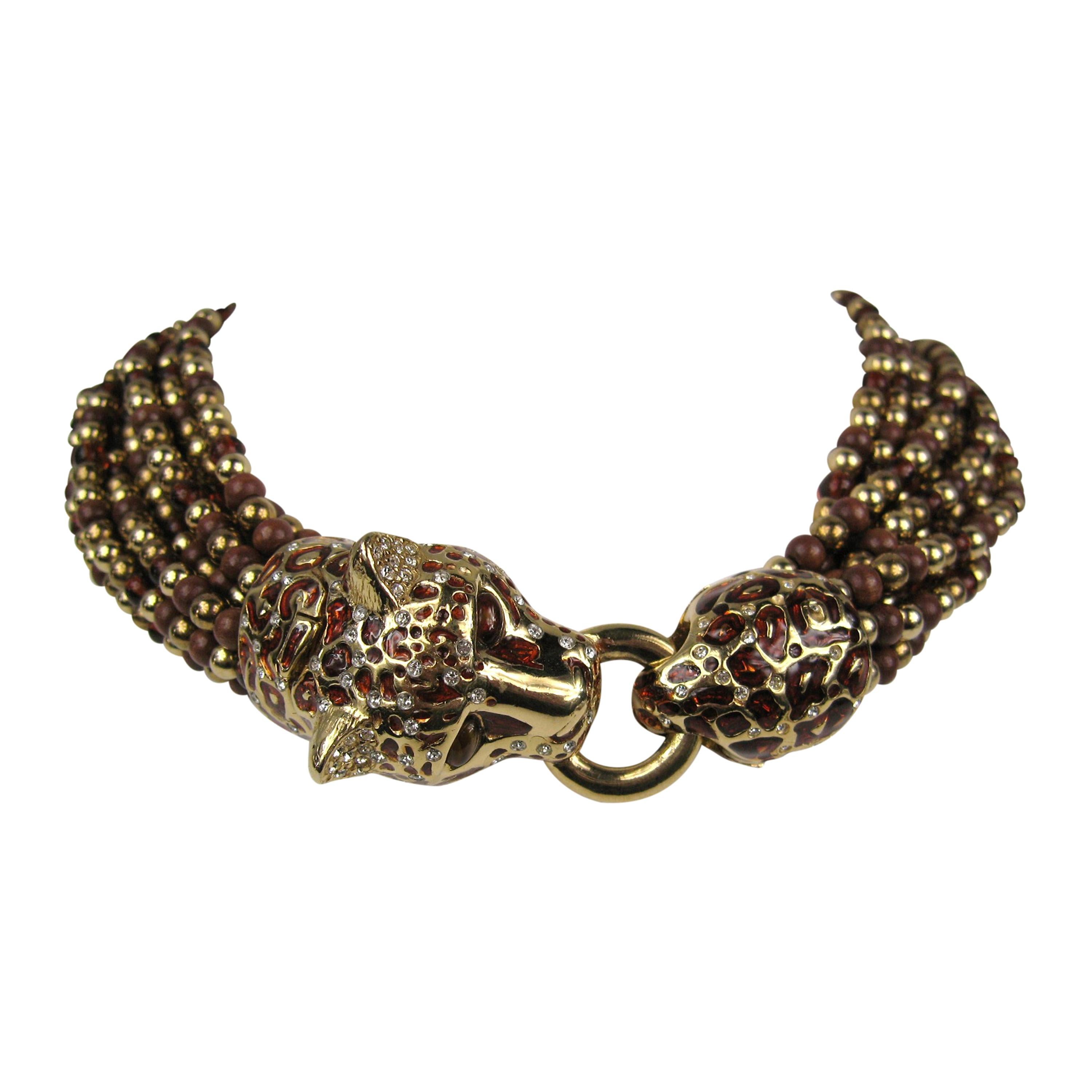  Ciner swarovski Kristall Leopard Choker Halskette Neu, nie getragen 1990er Jahre im Angebot