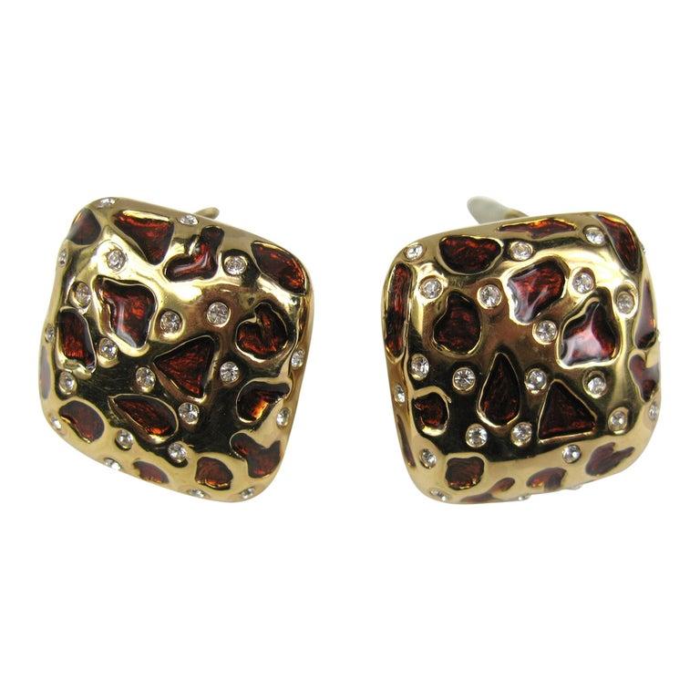 Ciner swarovski Crystal Leopard Earrings Never Worn 1990s In New Condition For Sale In Wallkill, NY