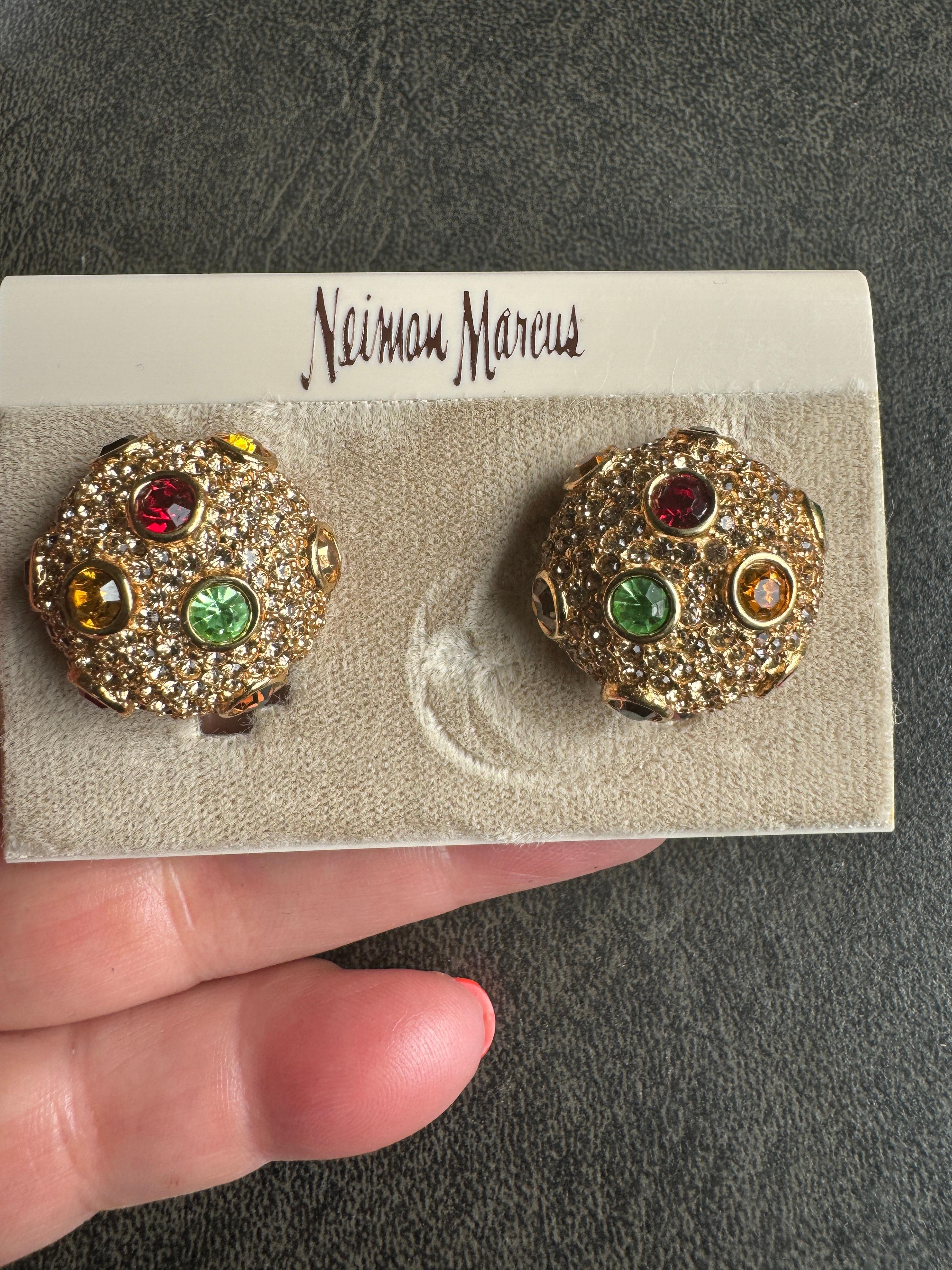 Femenino o masculino Pendientes Ciner Swarovski Rojo Verde Ámbar Cristal incrustado Nuevos Nunca Usados Años 80 en venta