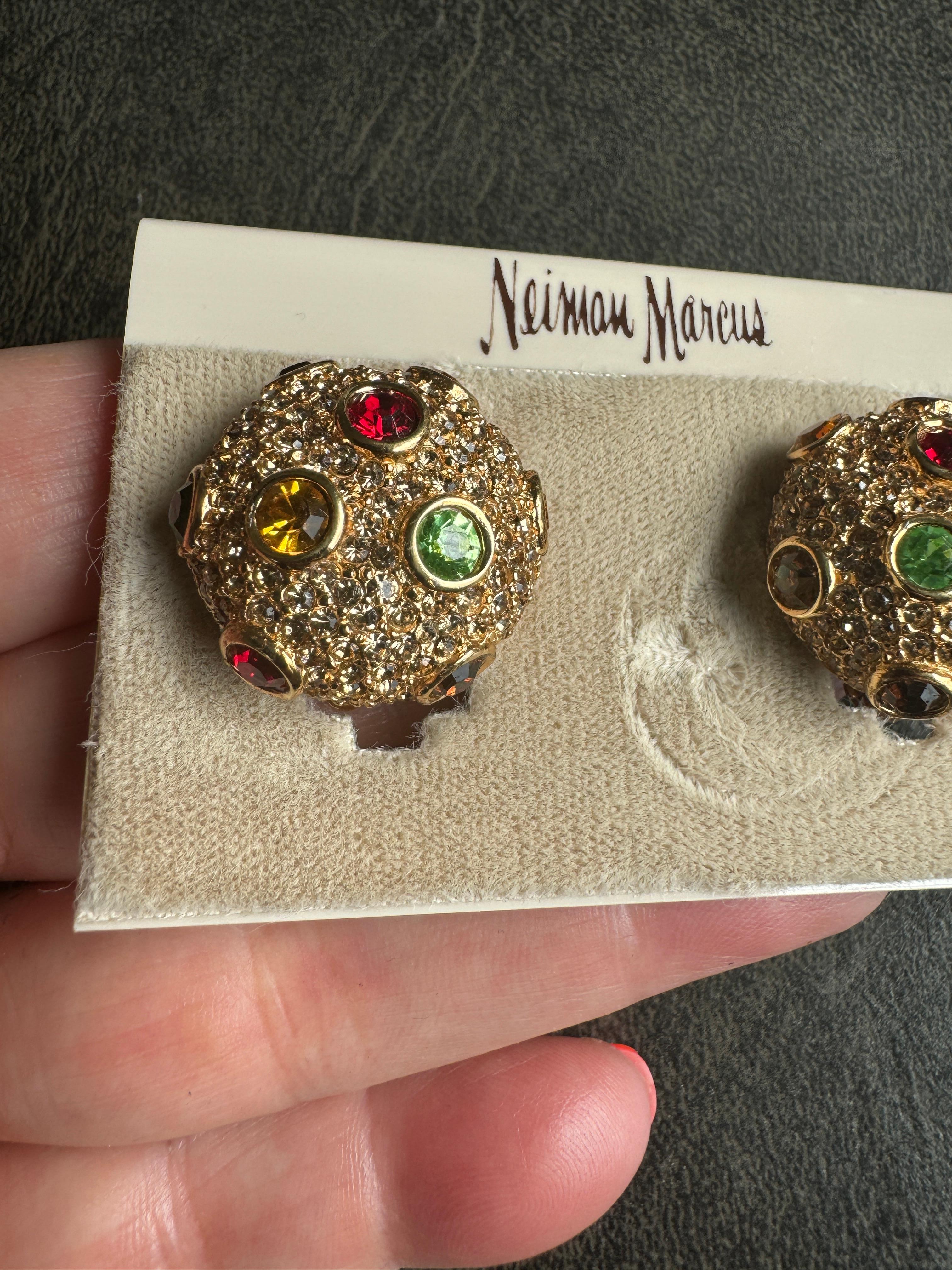 Pendientes Ciner Swarovski Rojo Verde Ámbar Cristal incrustado Nuevos Nunca Usados Años 80 en venta 2