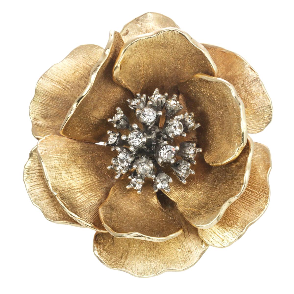 CINER Textured Gold Blooming Flower Pin For Sale