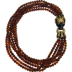 Collier torsadé Ciner avec fermoir en forme de tête de lion