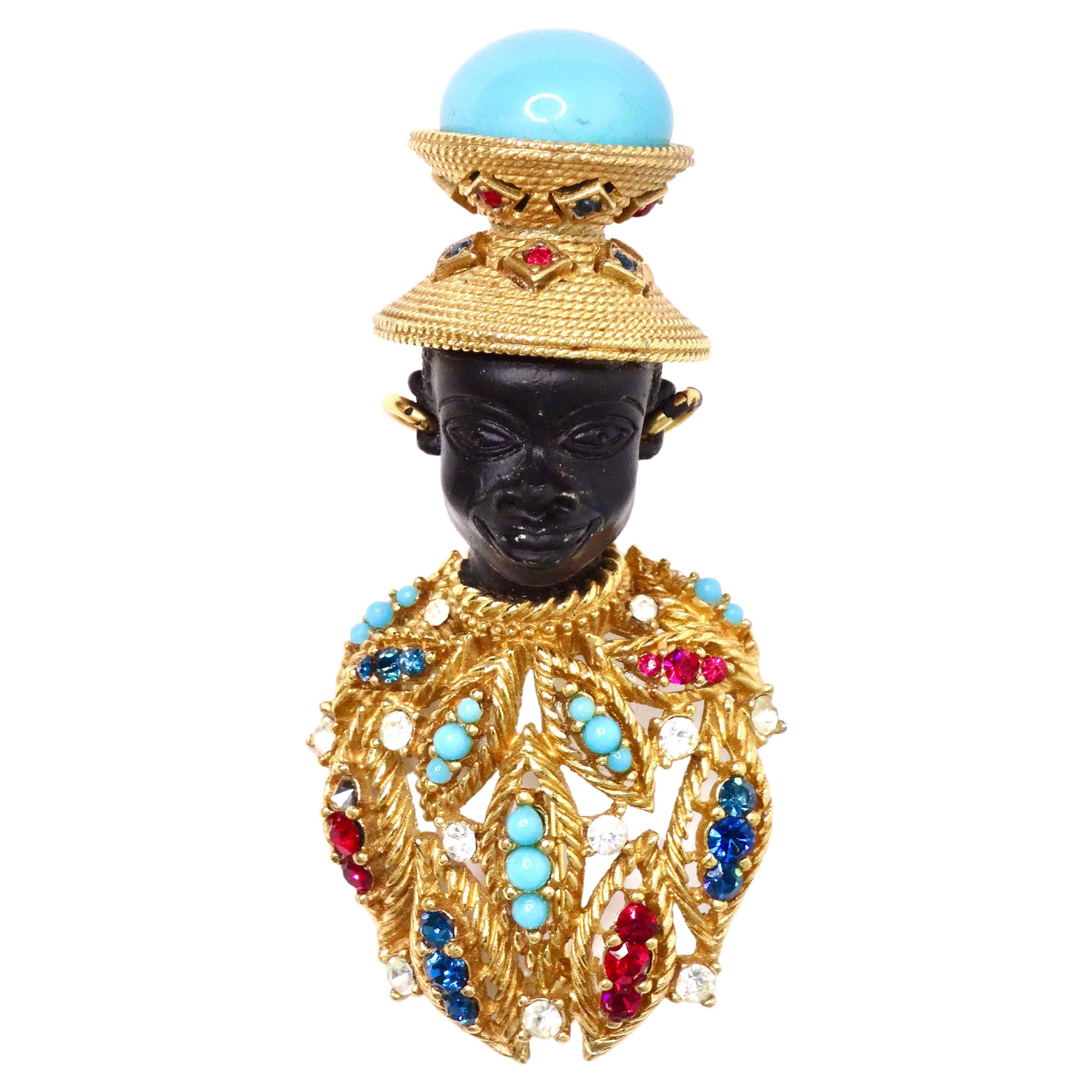 Ciner Venetian 1960's Jeweled Nubian Brooch