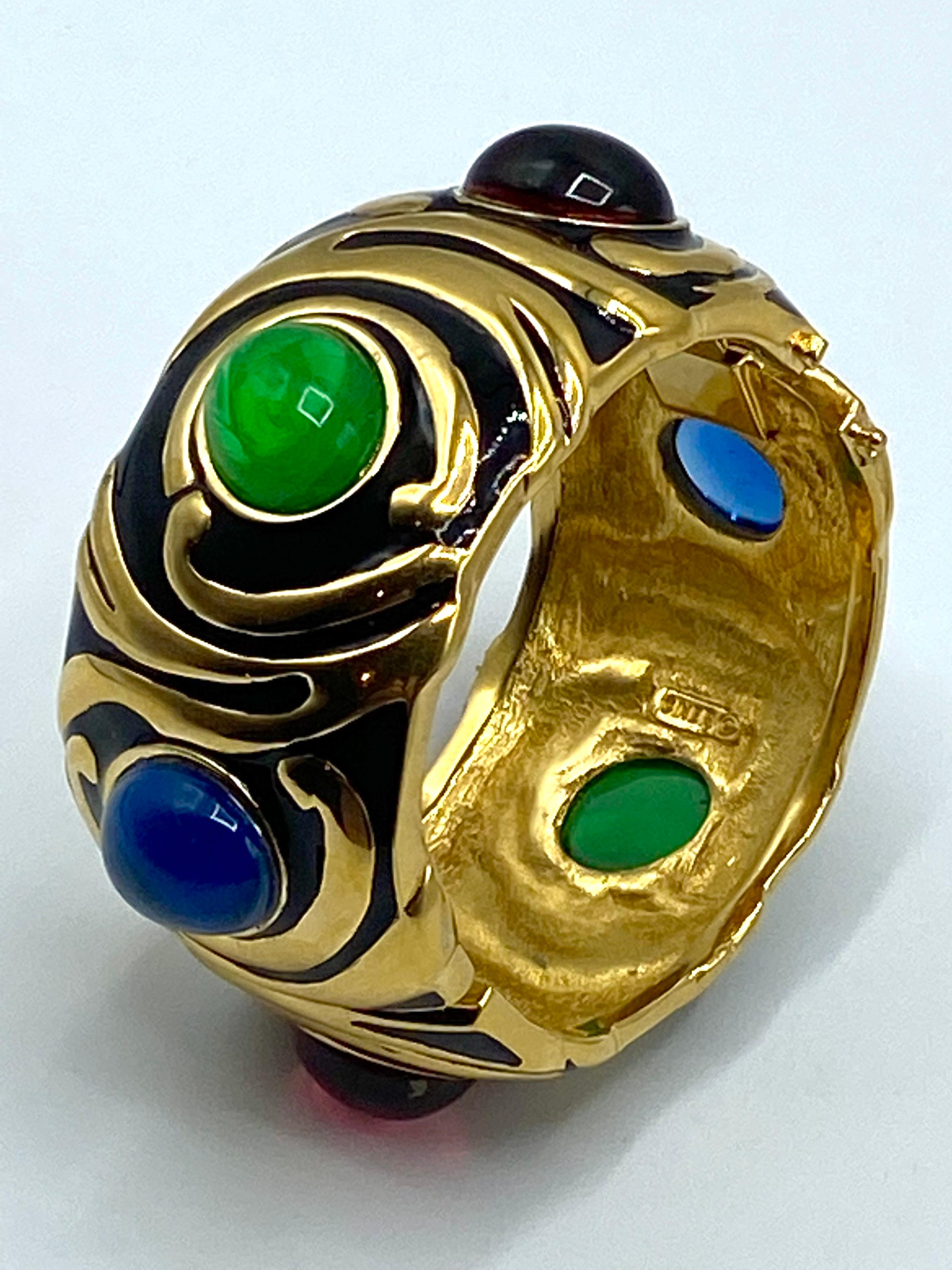 Ciner Enamel Bracelet with Red, Blue & Green Cabochons 6