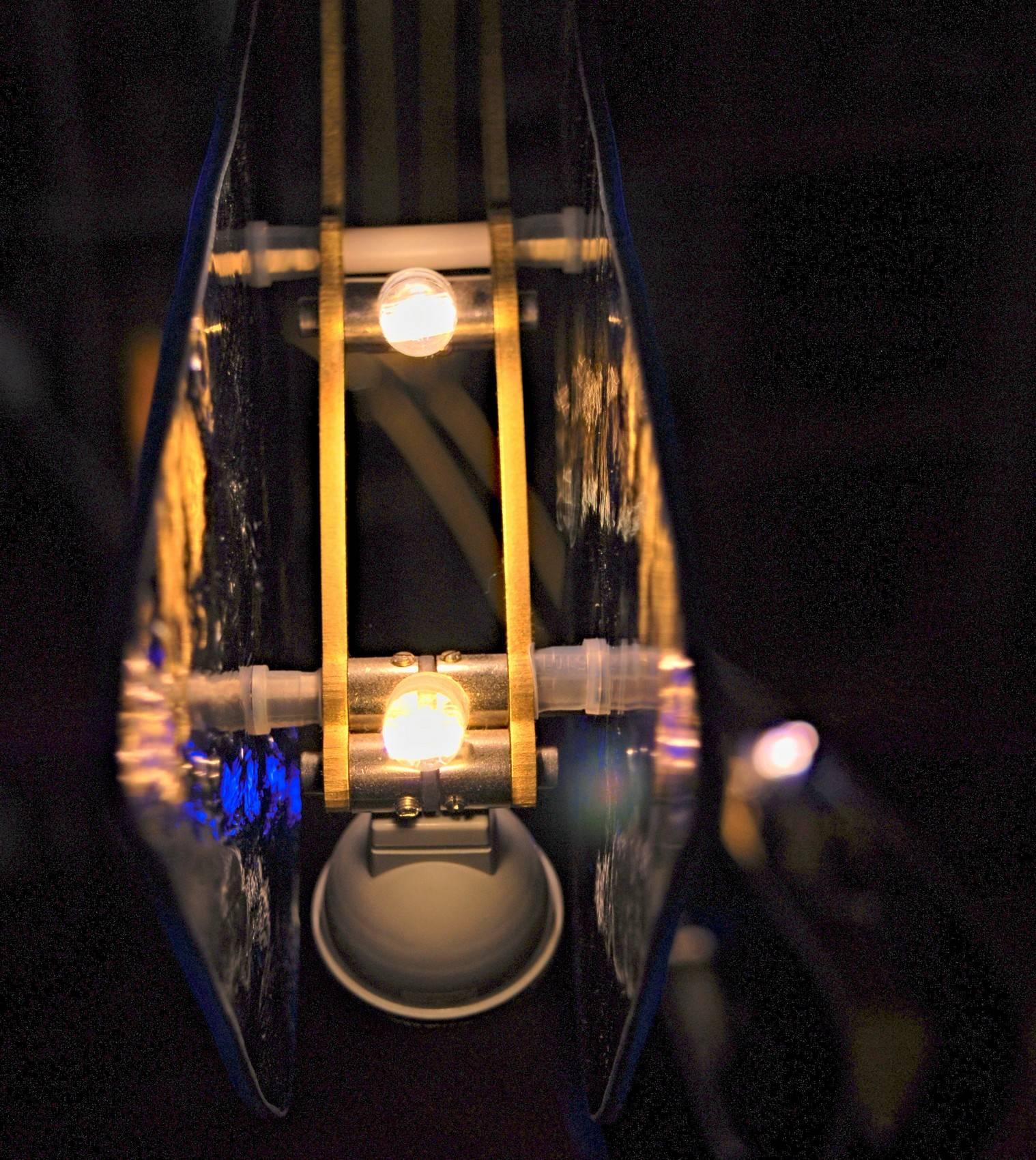 CINETICO lustre mobile sculpture en verre de Murano en laiton et cobalt enluminé en vente 6
