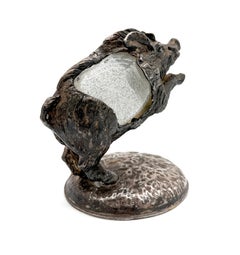 'Cinghiale’ Silvered Bronze and Murano Glass Sculpture by Gabriella Crespi 1970s