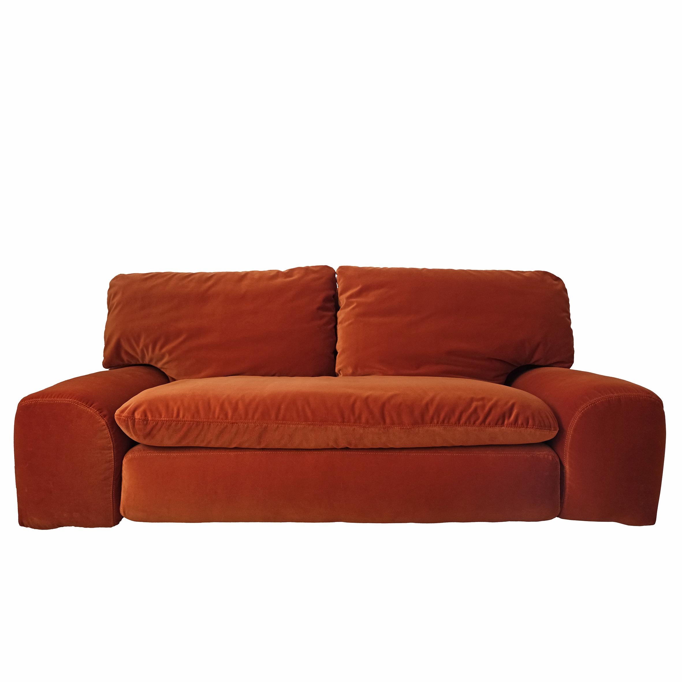 Italian Cini Boeri, Bengodi, A Velvet Sofa, Arflex, 1974 For Sale