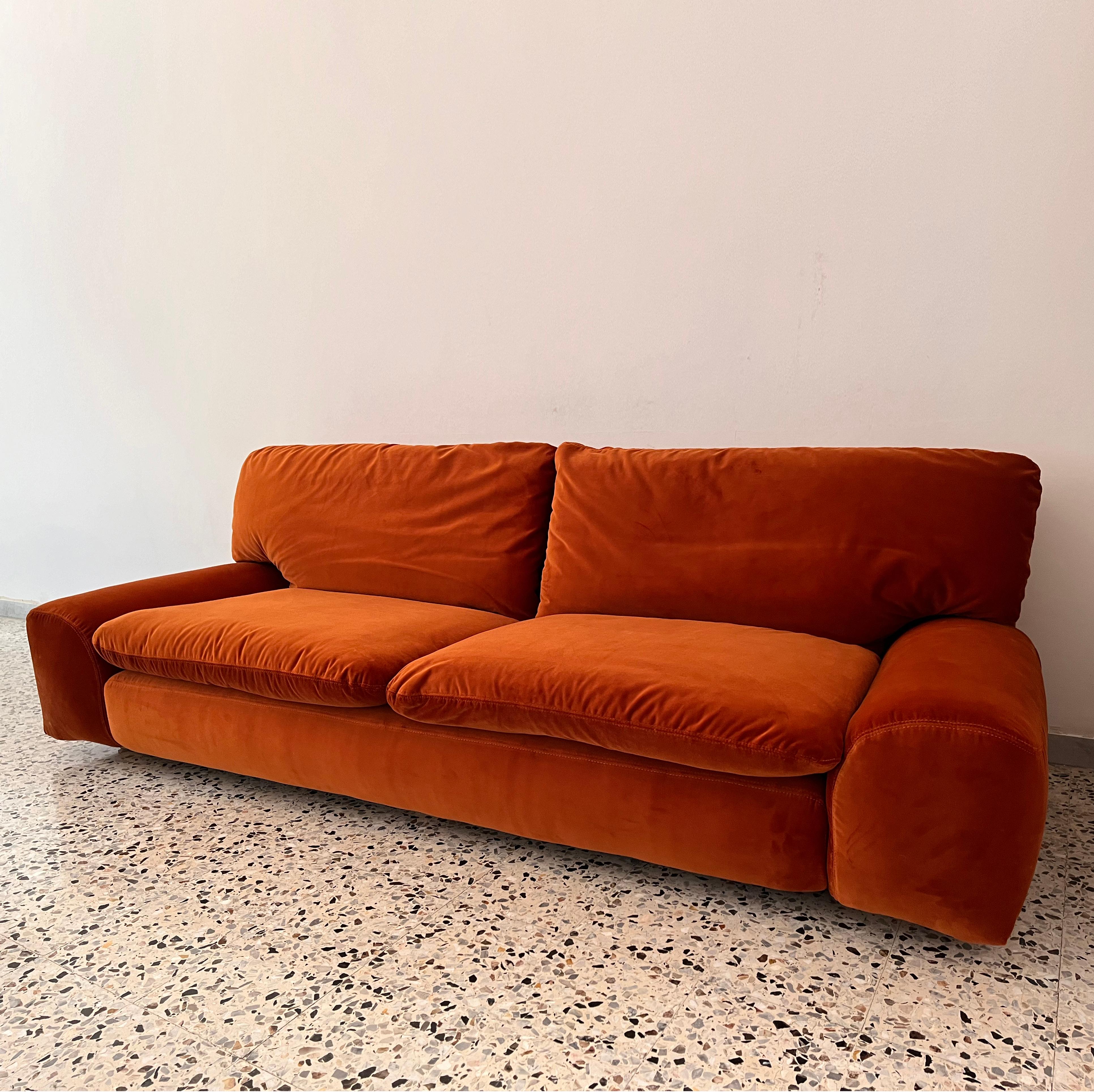 Modern Cini Boeri, Bengodi, Velvet Sofa, Arflex, 1974 For Sale