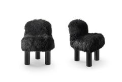 Cini Boeri 'Botolo' High Chair in Black Fur for Arflex