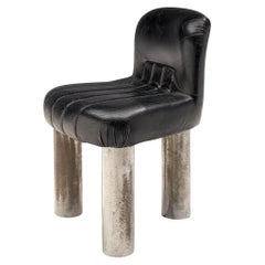 Cini Boeri "Botolo" Rolling Chair by Arflex in Black Leatherette