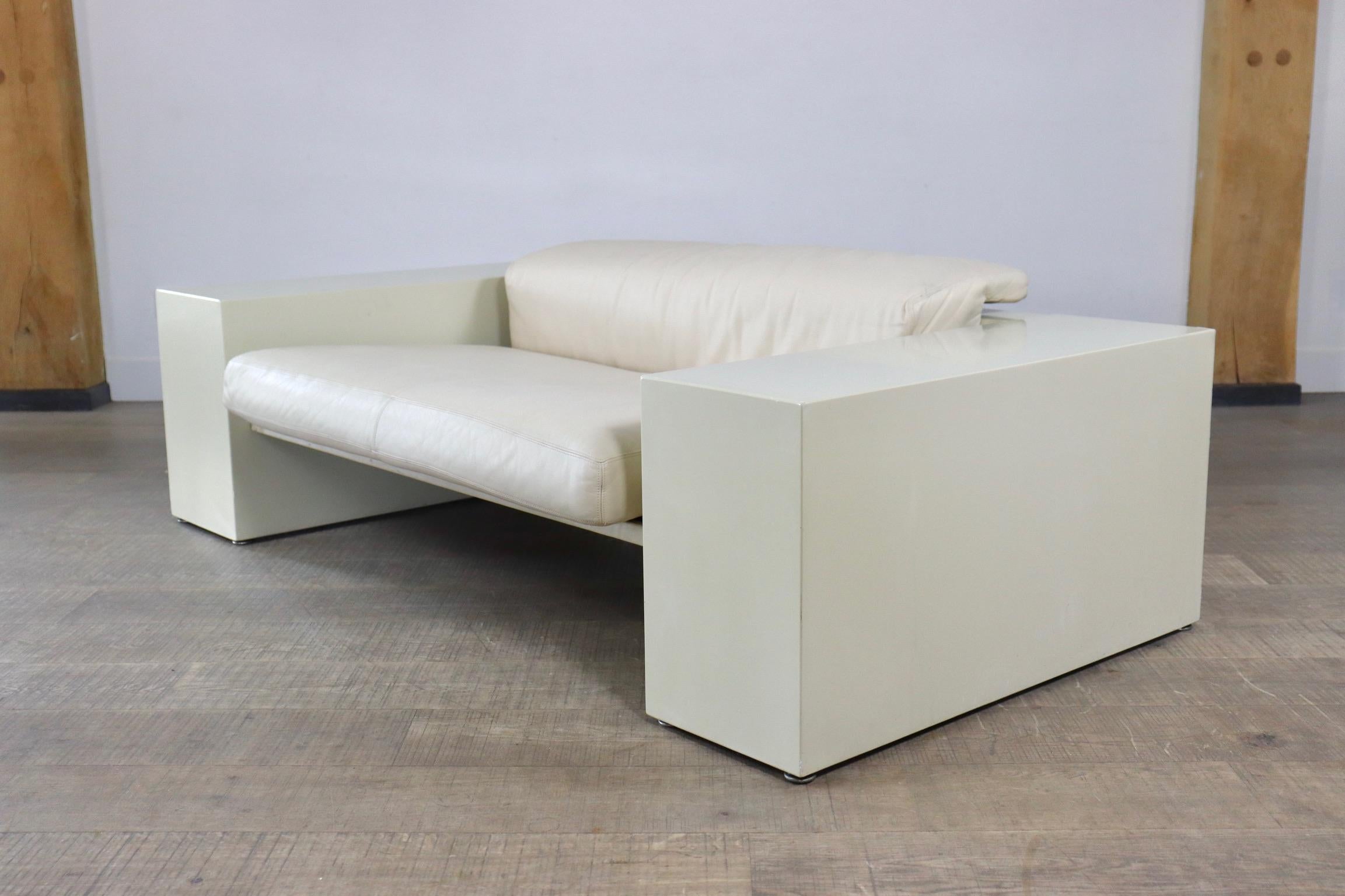 Cini Boeri Brigadier Sofa in Off-White Leather for Gavina, Italy, 1973 9