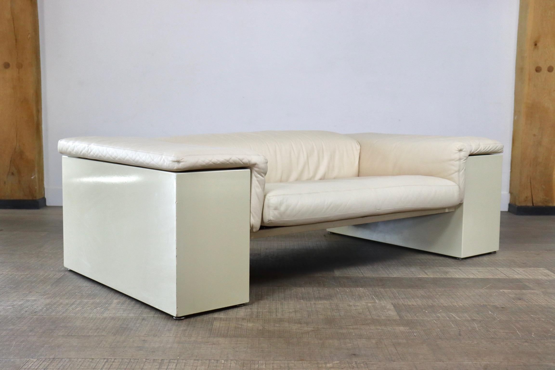 Cini Boeri Brigadier Sofa in Off-White Leather for Gavina, Italy, 1973 In Good Condition In ABCOUDE, UT