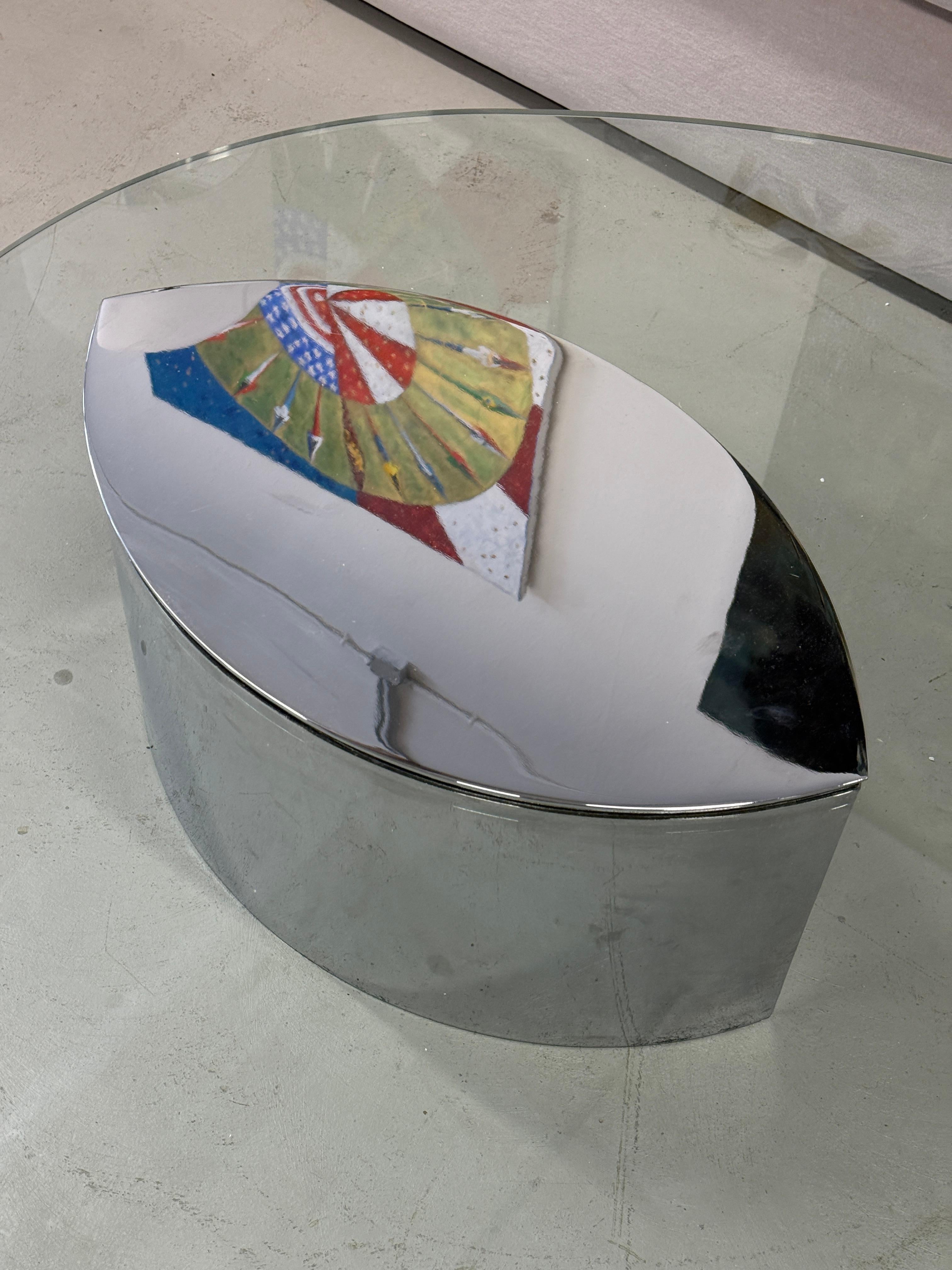 Cini Boeri: Tisch „Lunario“ aus verchromtem Stahl und Glas von Knoll (Italienisch) im Angebot
