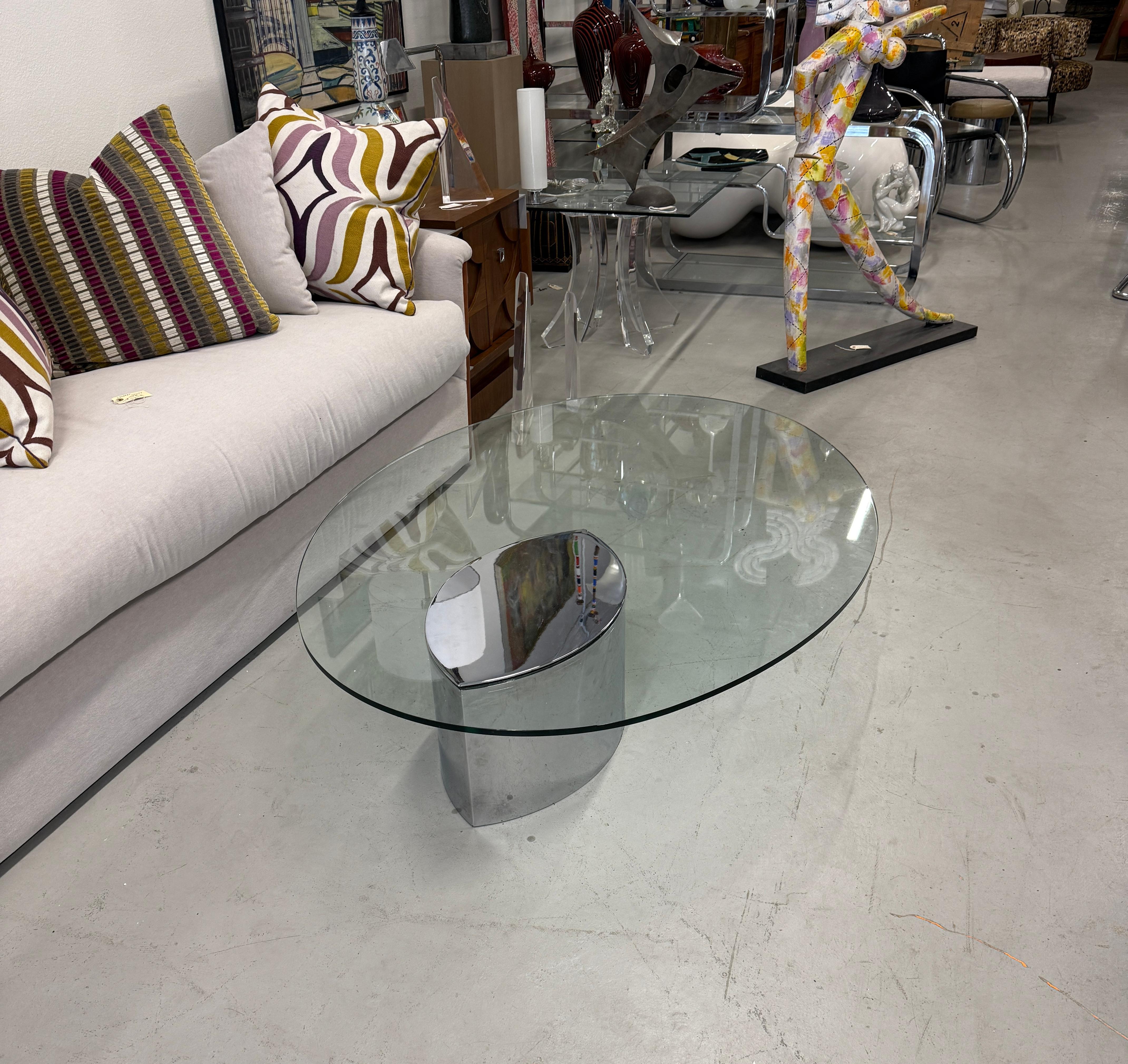 Cini Boeri: Tisch „Lunario“ aus verchromtem Stahl und Glas von Knoll (Handgefertigt) im Angebot