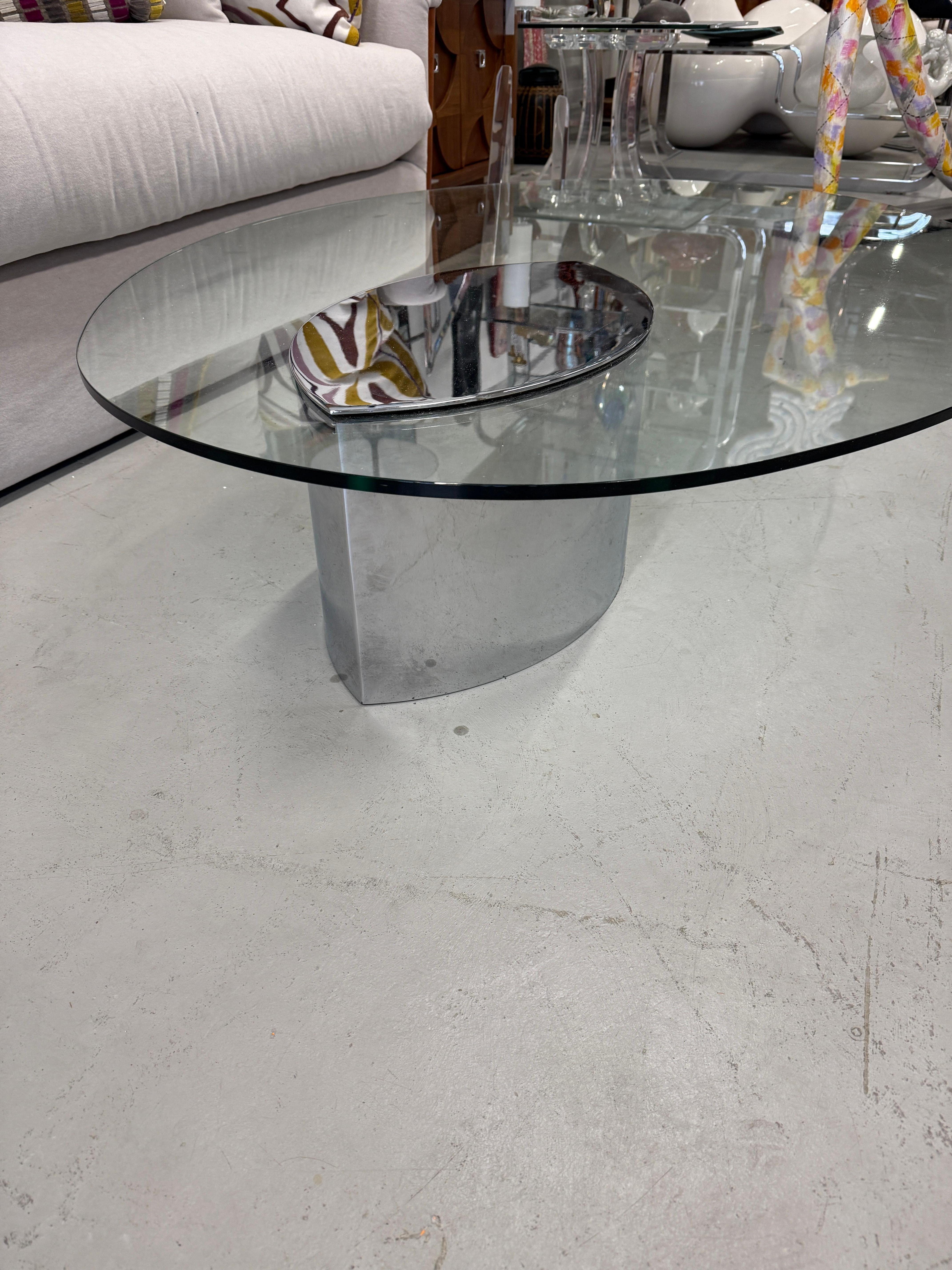 Cini Boeri: Tisch „Lunario“ aus verchromtem Stahl und Glas von Knoll im Zustand „Gut“ im Angebot in Palm Springs, CA