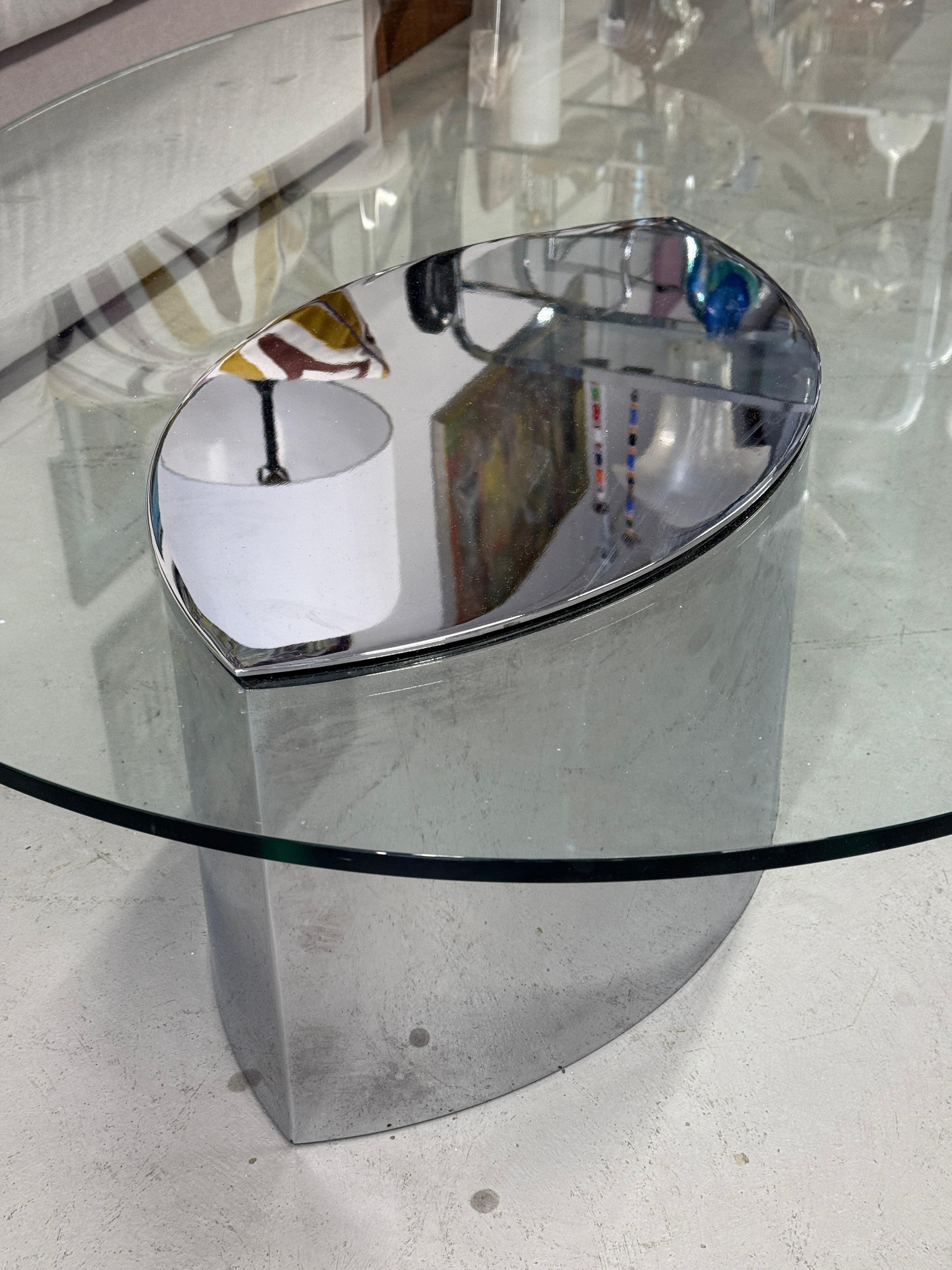 Cini Boeri: Tisch „Lunario“ aus verchromtem Stahl und Glas von Knoll (Ende des 20. Jahrhunderts) im Angebot