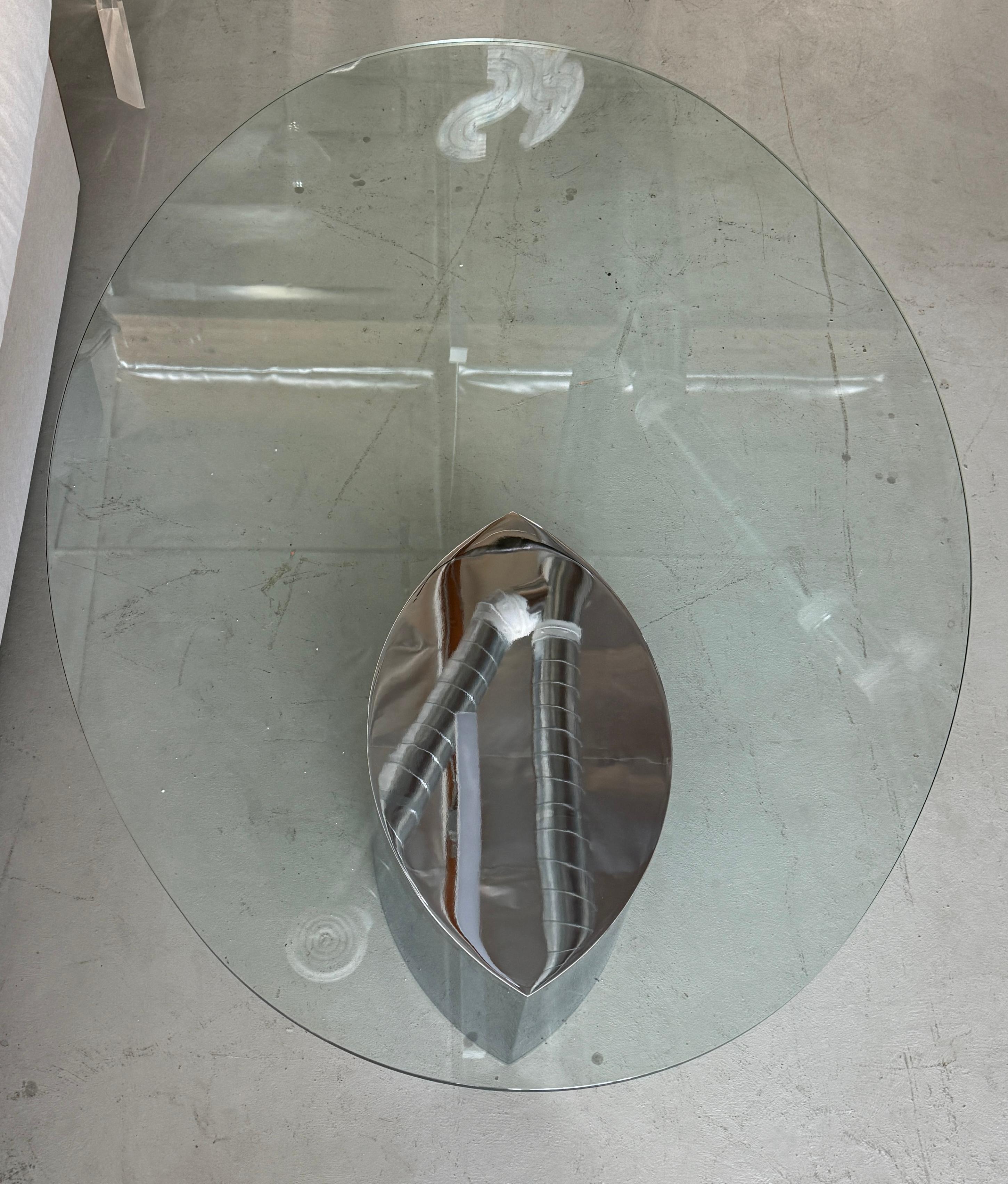 Cini Boeri: Tisch „Lunario“ aus verchromtem Stahl und Glas von Knoll im Angebot 1