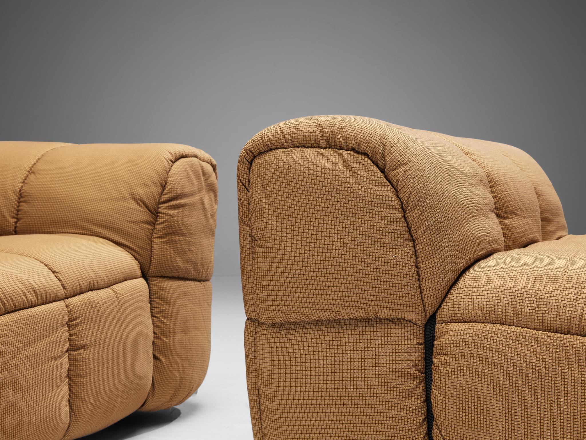 Fabric Cini Boeri for Arflex Modular 'Strips' Pair of Two-Seater Elements